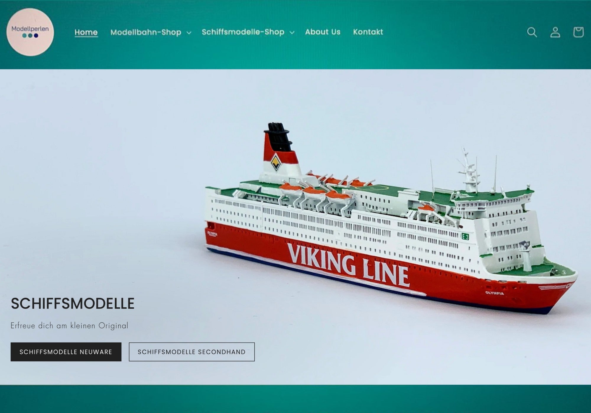 Screenshot des ersten Modellperlen Webshops