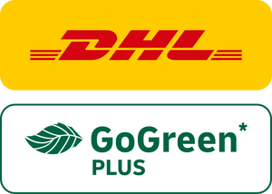 Hier ist das Logo von DHL und GoGreen zusehen.